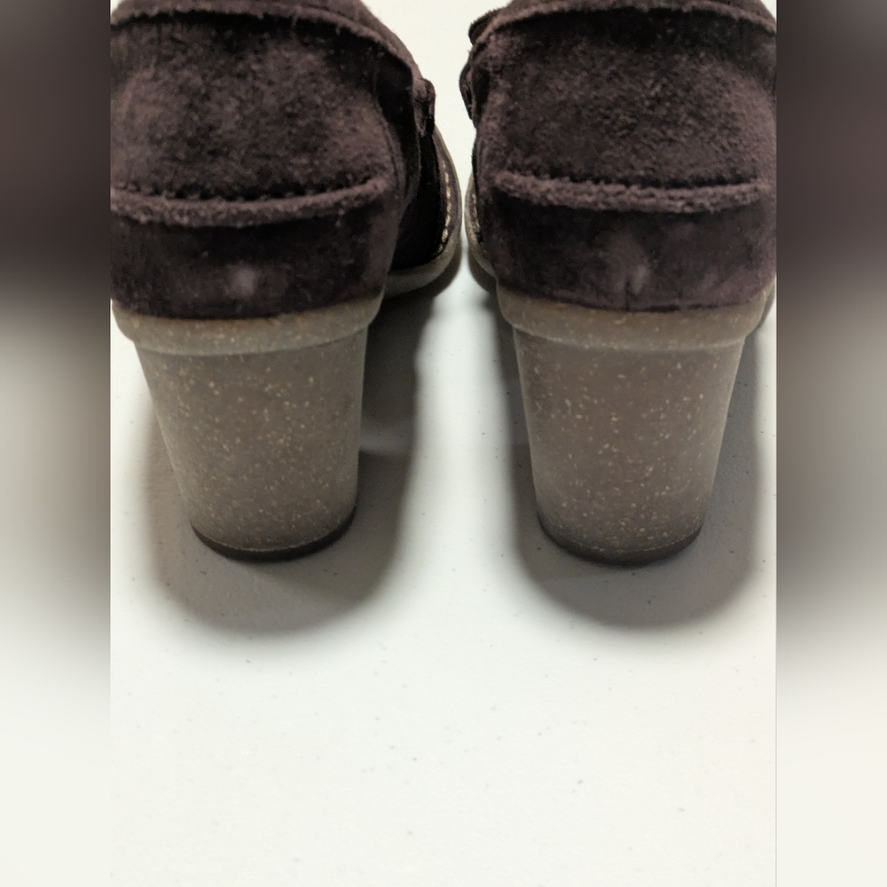 Unstructured By Clark's Purple Suede Penny Loafer Wedge Heel - Picture 6 of 11